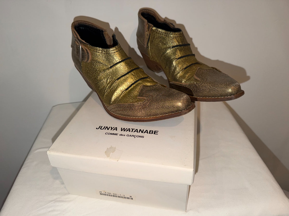 JUNYA WATANABE Pre-owned Leather Ankle Boots In Gold