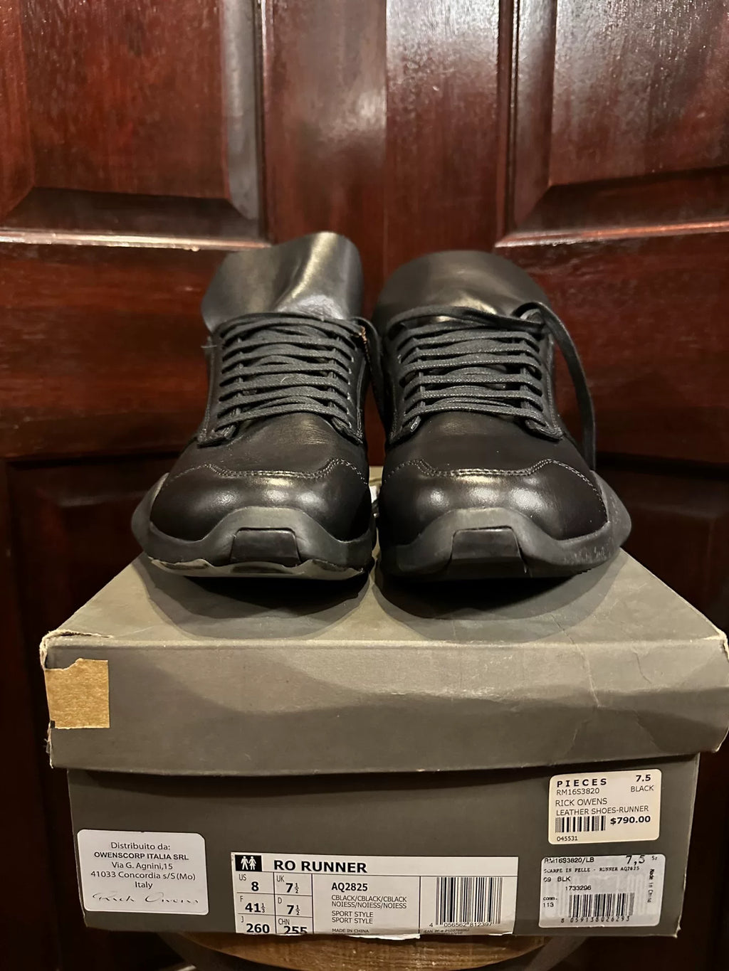 Rick Owens SS16 x Adidas Black Leather Runner Low Cut Sneakers