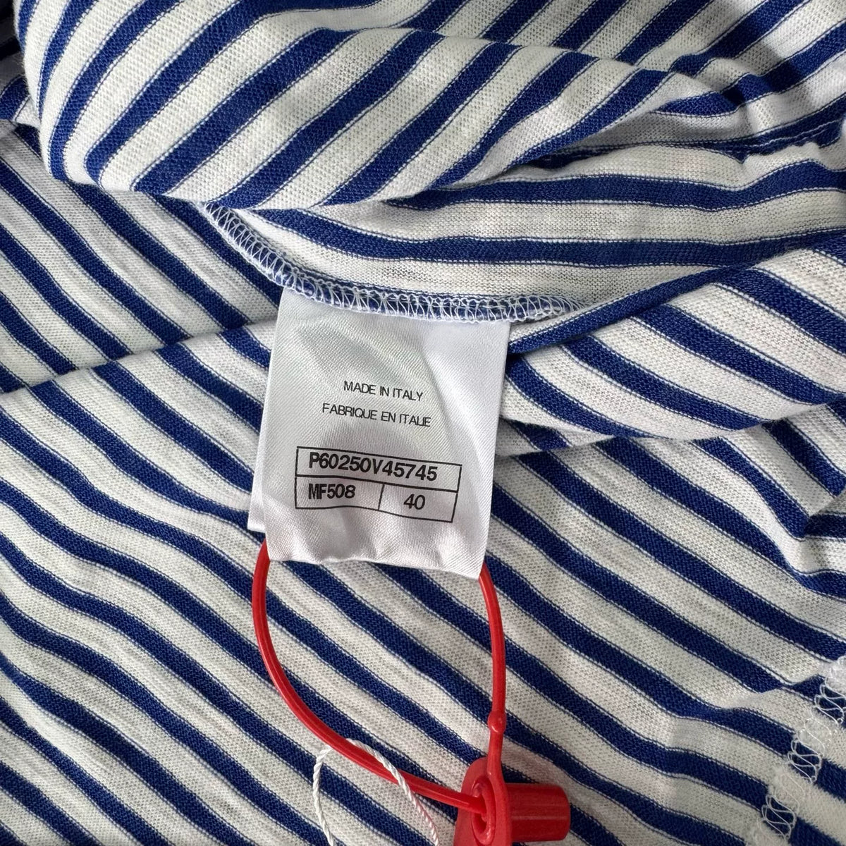 Chanel Short Sleeve Blue White Striped Dress