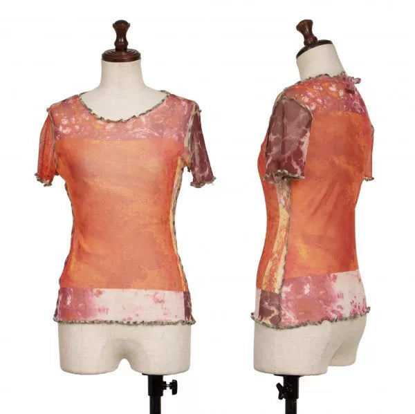 Jean Paul Gaultier Vintage Orange Floral Mesh Top
