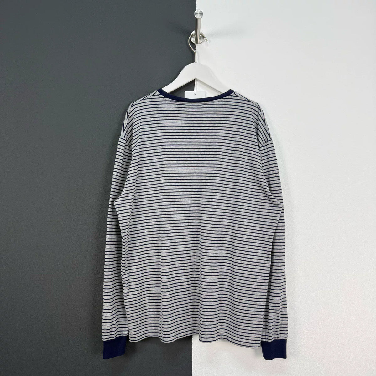 Miu Miu Atheneum Striped Logo Long Sleeve Top