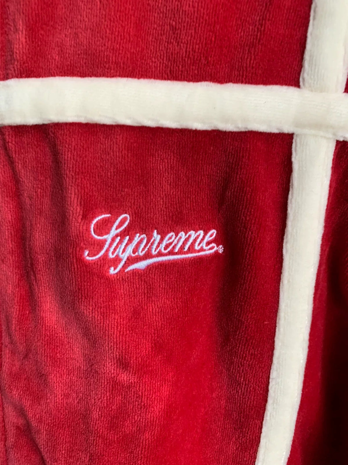 Supreme SS20 Red Grid Taping Velvet Jacket