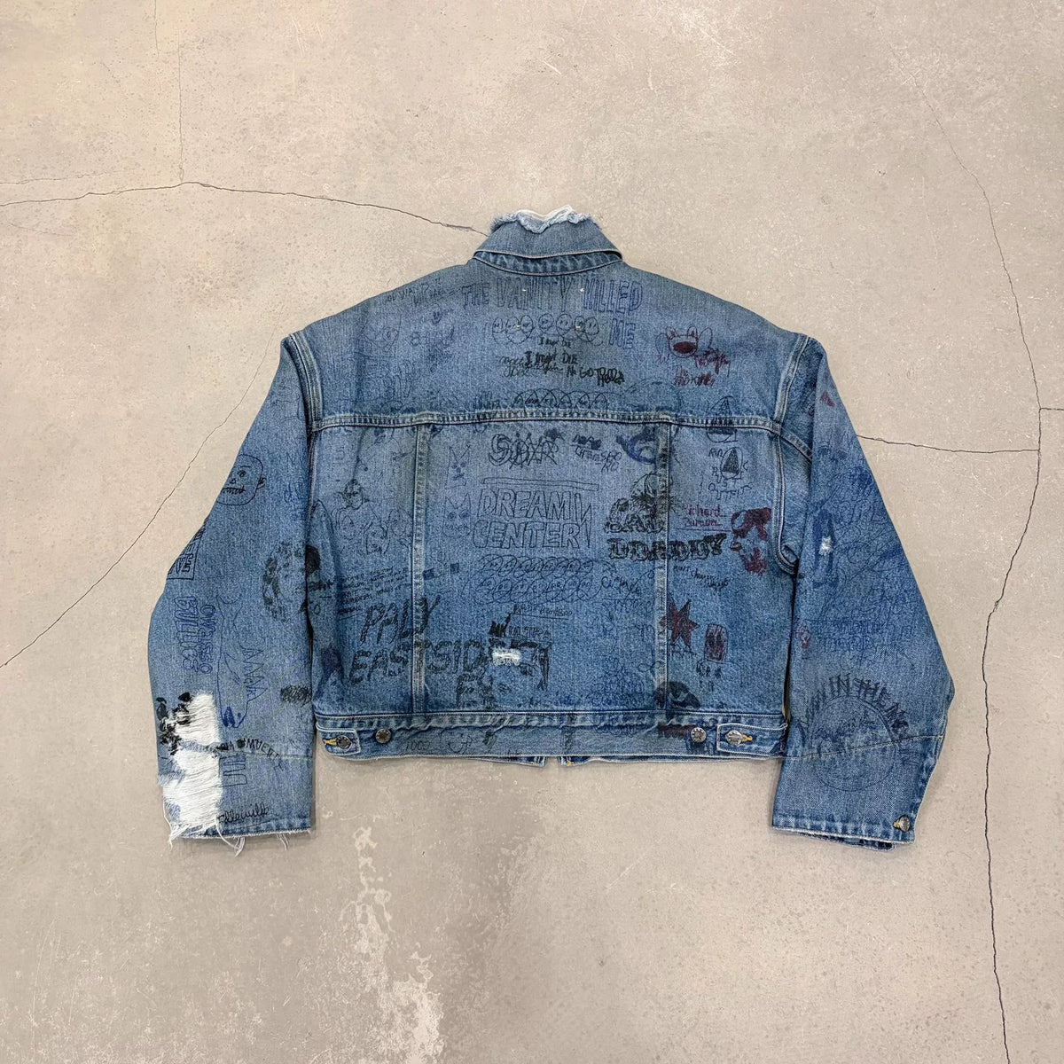 Paly SS25 Hollywood Damaged Graffiti Denim Jacket