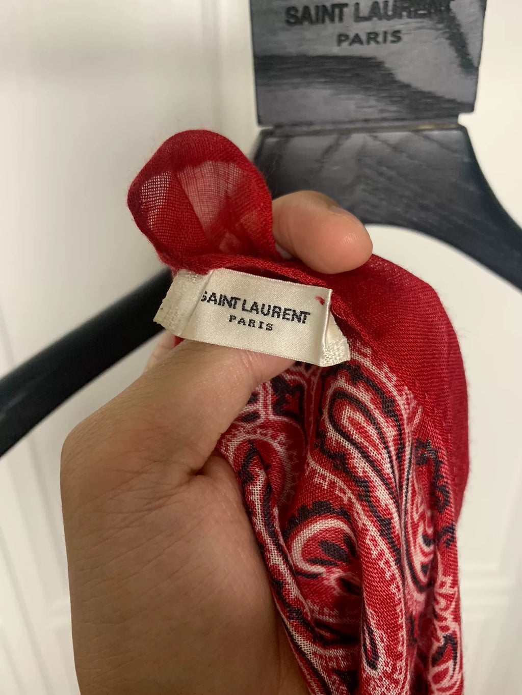 SAINT LAURENT Tom Ford 2014SS Silk Bandana Logo Scarf
