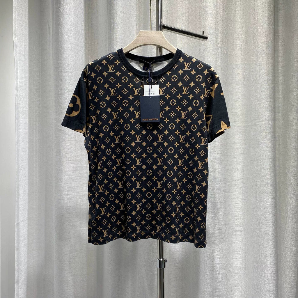 Louis Vuitton Monogram Brown All-Over Print Cotton Short Sleeve T-Shirt