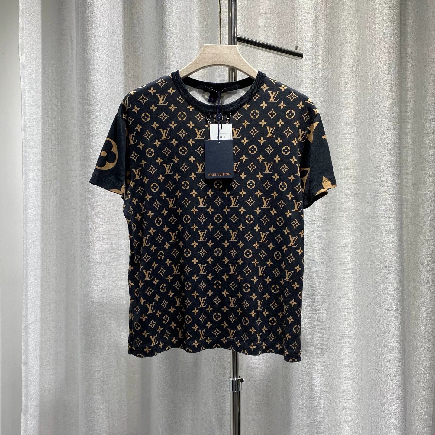 Louis Vuitton Monogram Brown All-Over Print Cotton Short Sleeve T-Shirt