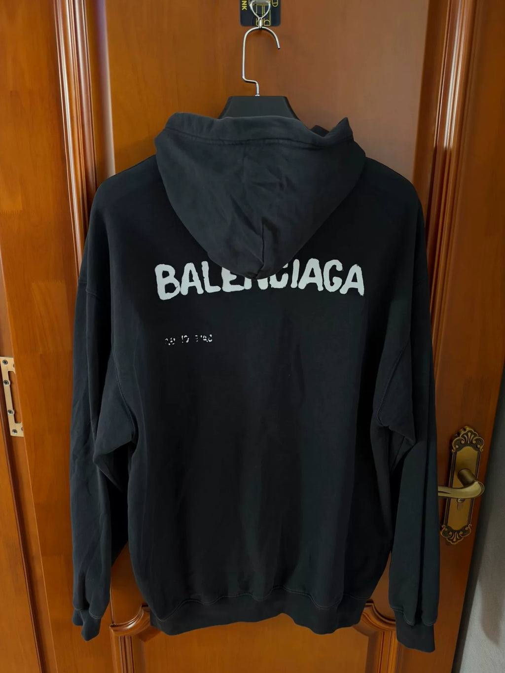 Balenciaga Black Graffiti Logo Hooded Sweater