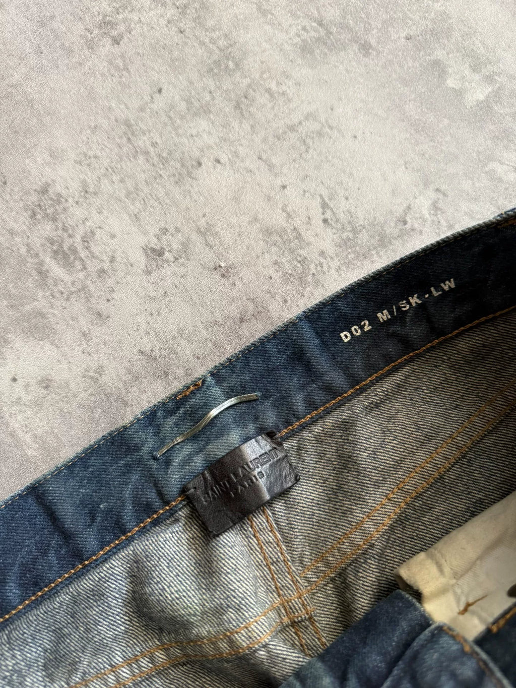 Saint Laurent 19SS Dark Blue Washed Distressed Denim Jeans