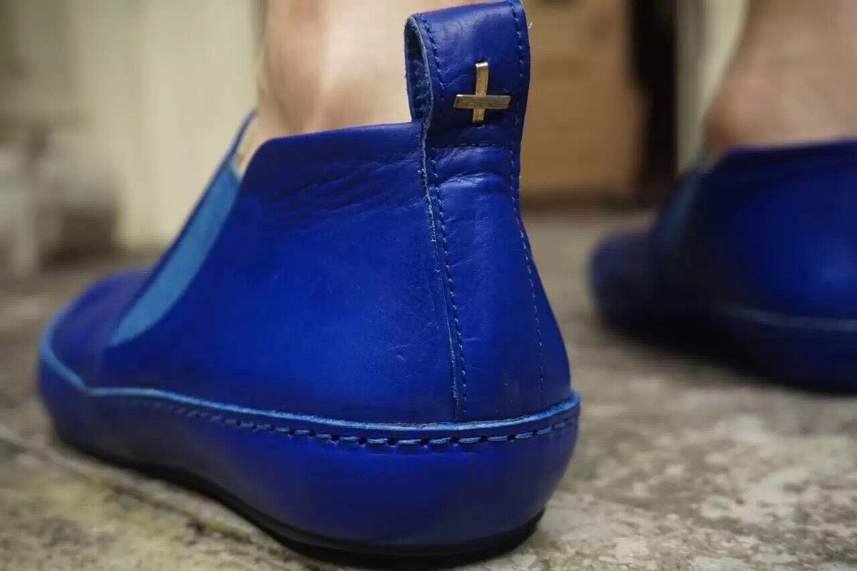 M.A+ Sodalite Blue Slip-On Vacchetta Leather Loafers