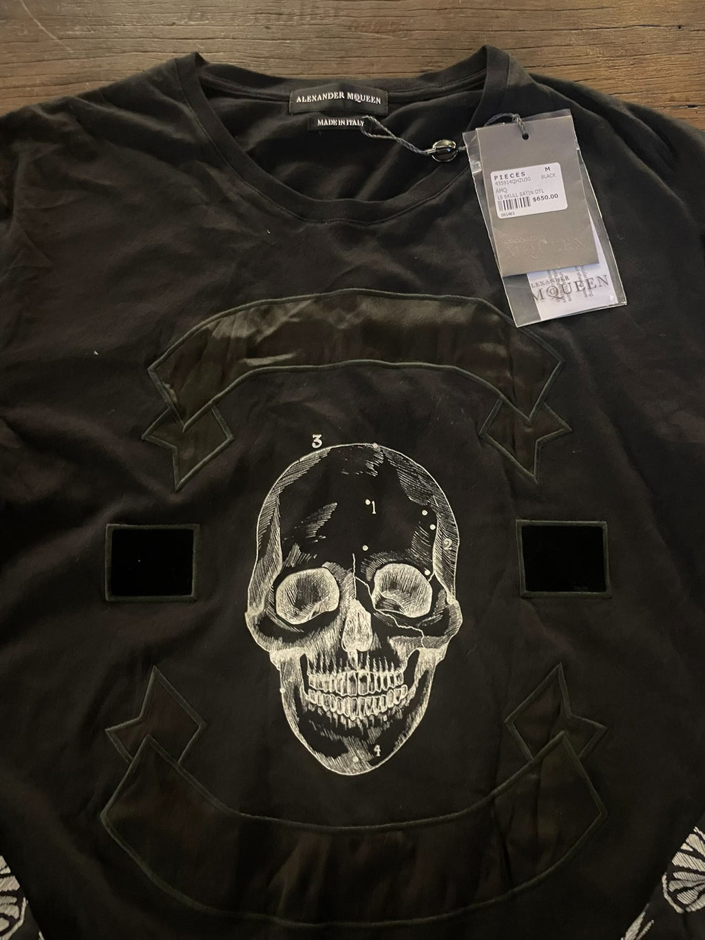 Alexander McQueen FW16 Black Butterfly Print Arm Skull Long Sleeve Cotton Shirt