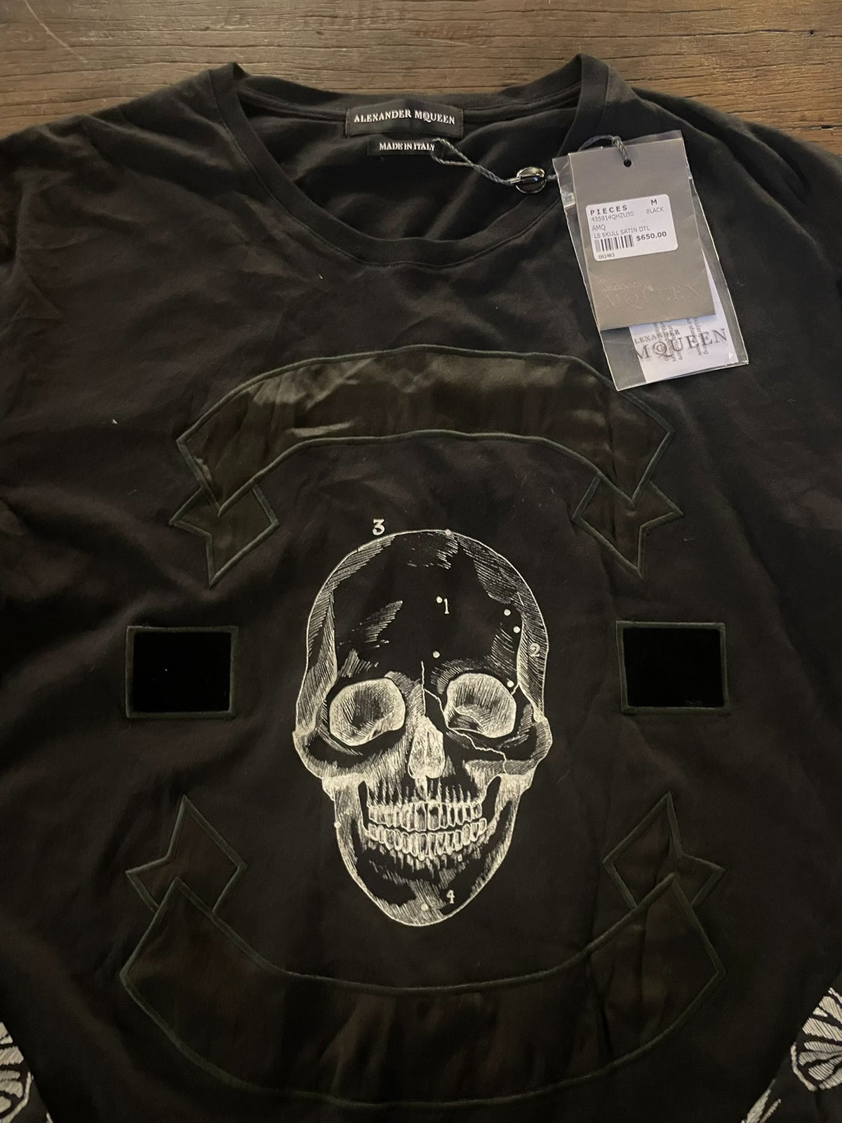 Alexander McQueen FW16 Black Butterfly Print Arm Skull Long Sleeve Cotton Shirt