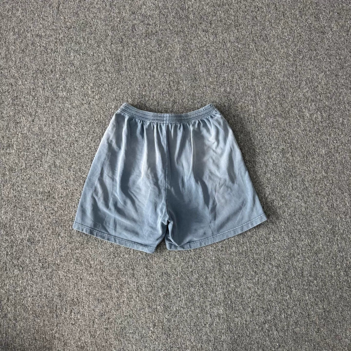 Balenciaga washed blue letter logo stretch waist casual shorts