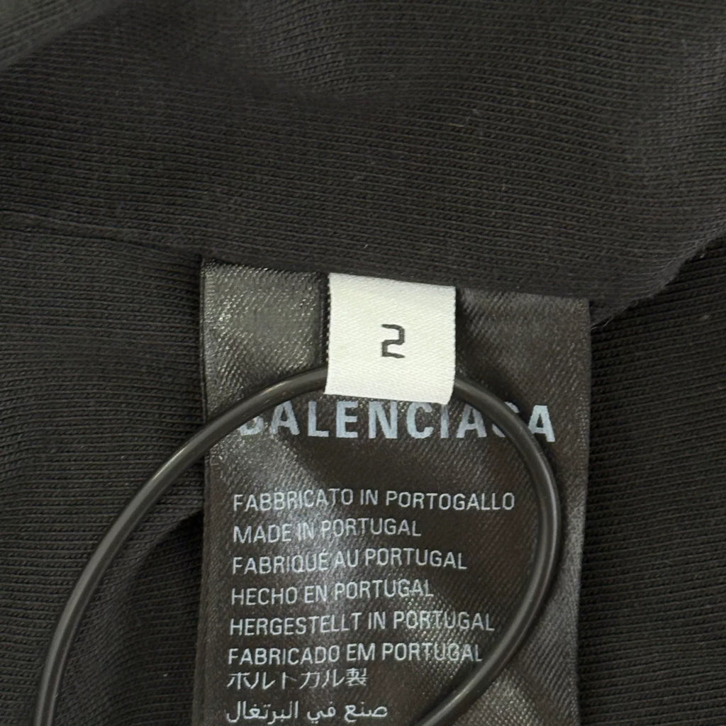 Balenciaga Black Castle Letter Logo Destruction Short Sleeve Top