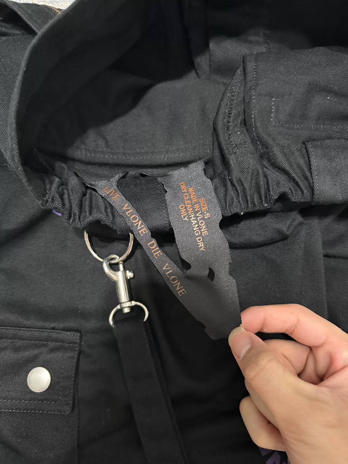 Vlone SS18 Black & Purple Cargo Bondage Pants
