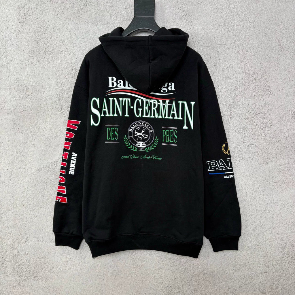 Balenciaga SS25 Black Multi-Element Wave Hooded Sweater
