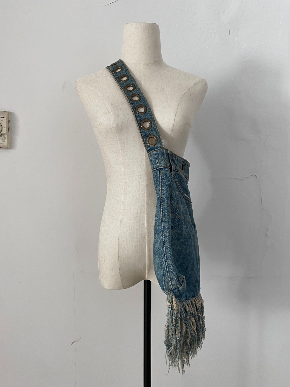 L.G.B Denim Fringe Crossbody Bag
