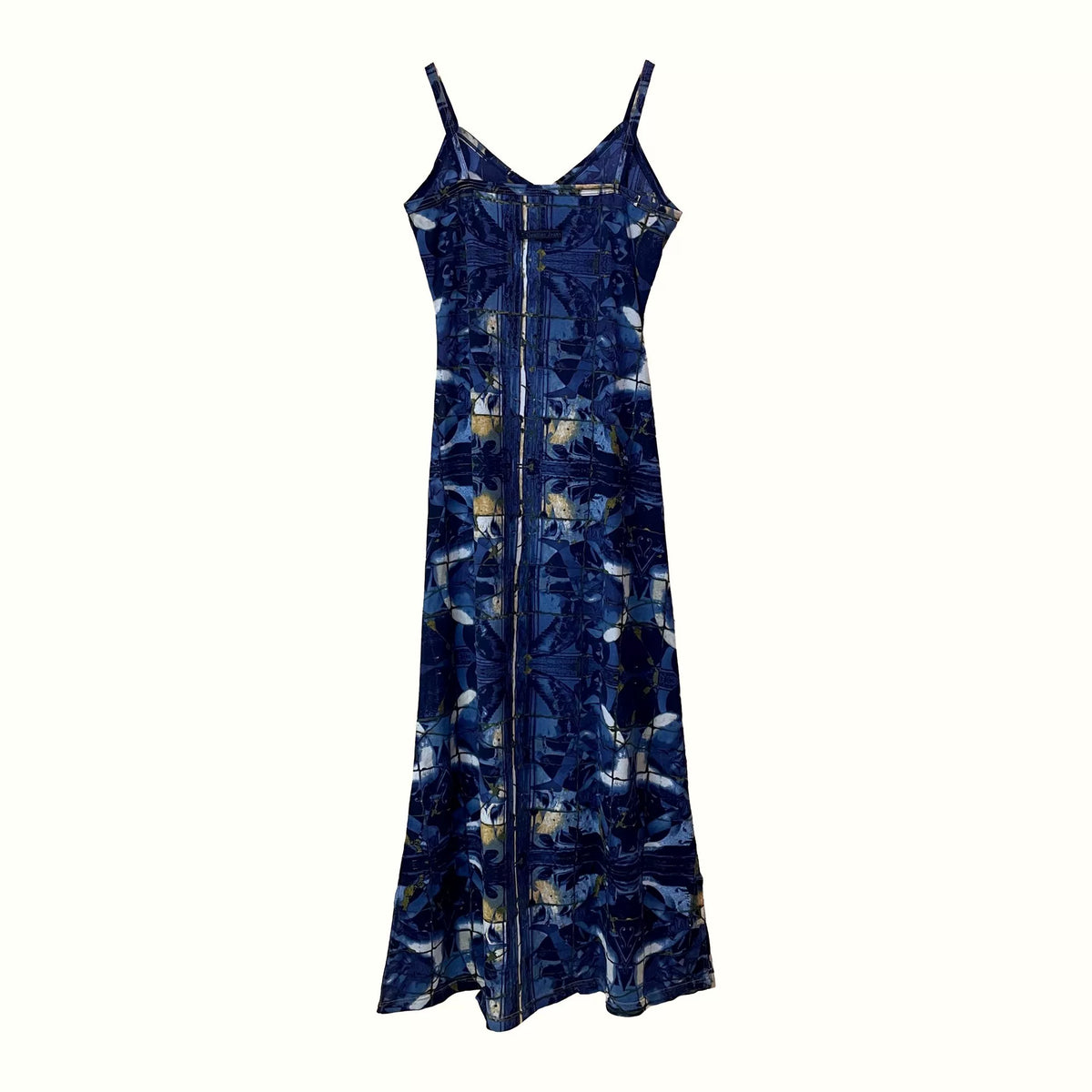 1998 Jean Paul Gaultier Angel Flapper Girl Blue Tile Strap Maxi Dress