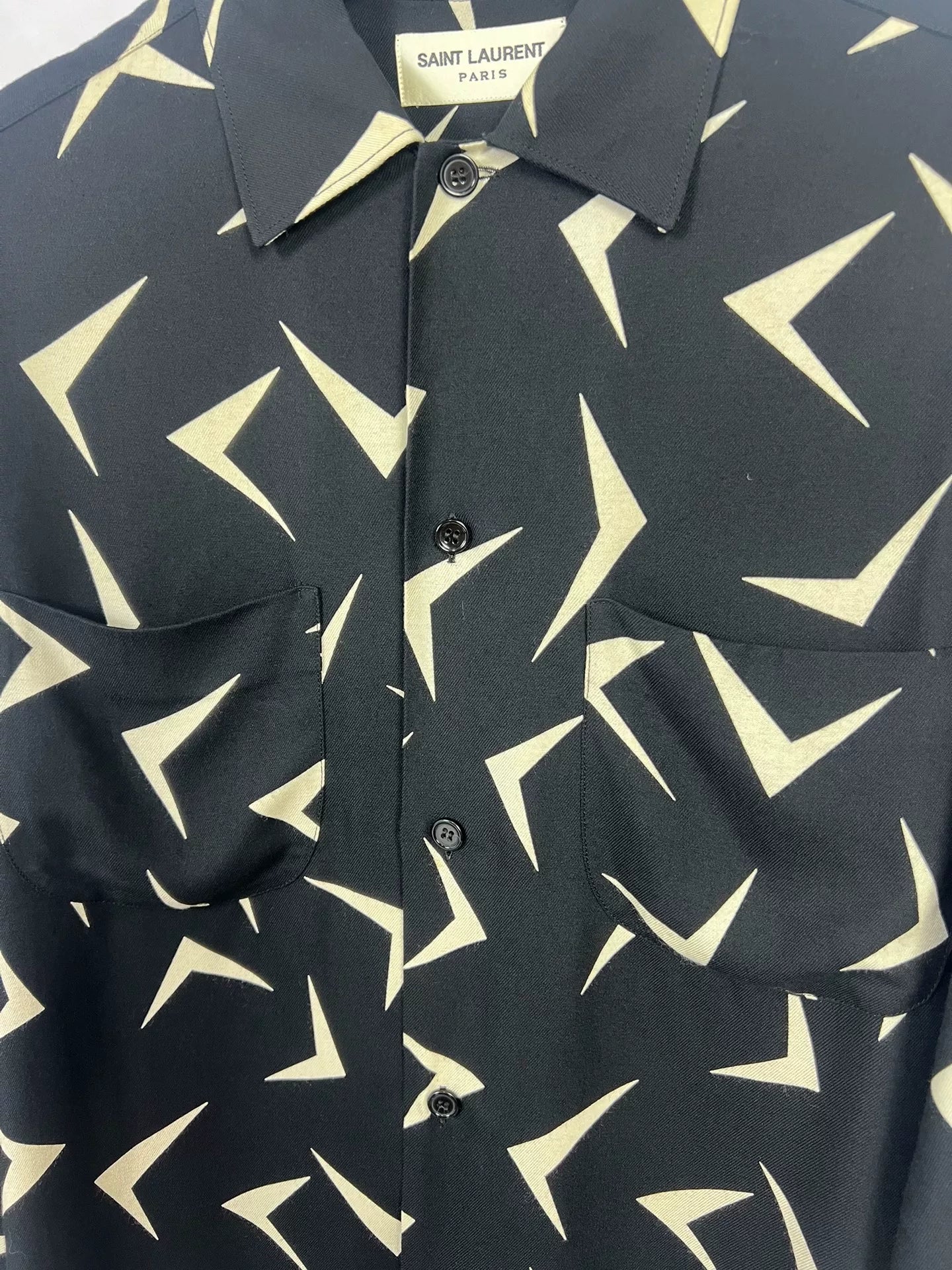 Saint Laurent 15FW Boomerang Print Button-Up Shirt