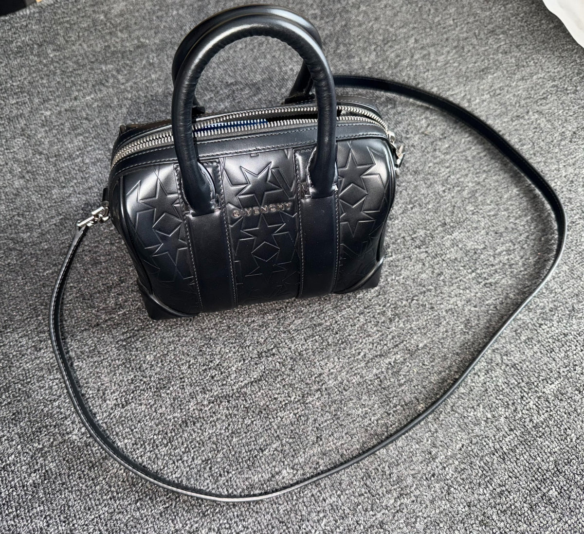 Givenchy Calfskin Star Embossed Micro Lucrezia Black Bag