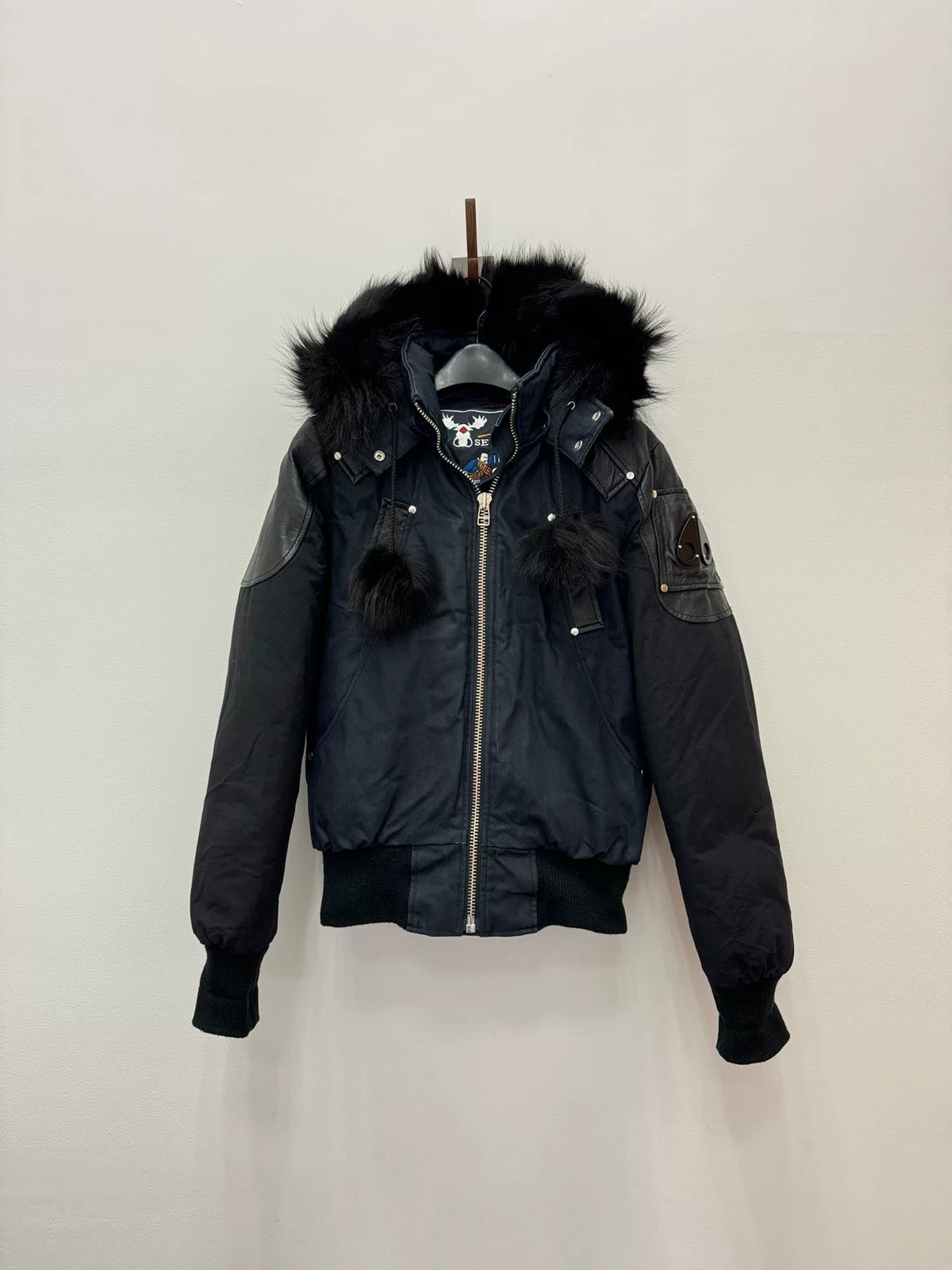 Moose Knuckles Original Blue Black Debbie Detachable Sleeve Down Jacket
