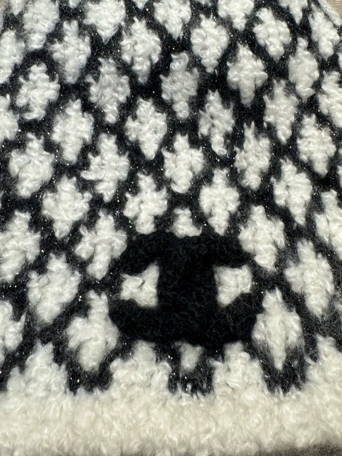Chanel Black White Tweed Cashmere Beanie