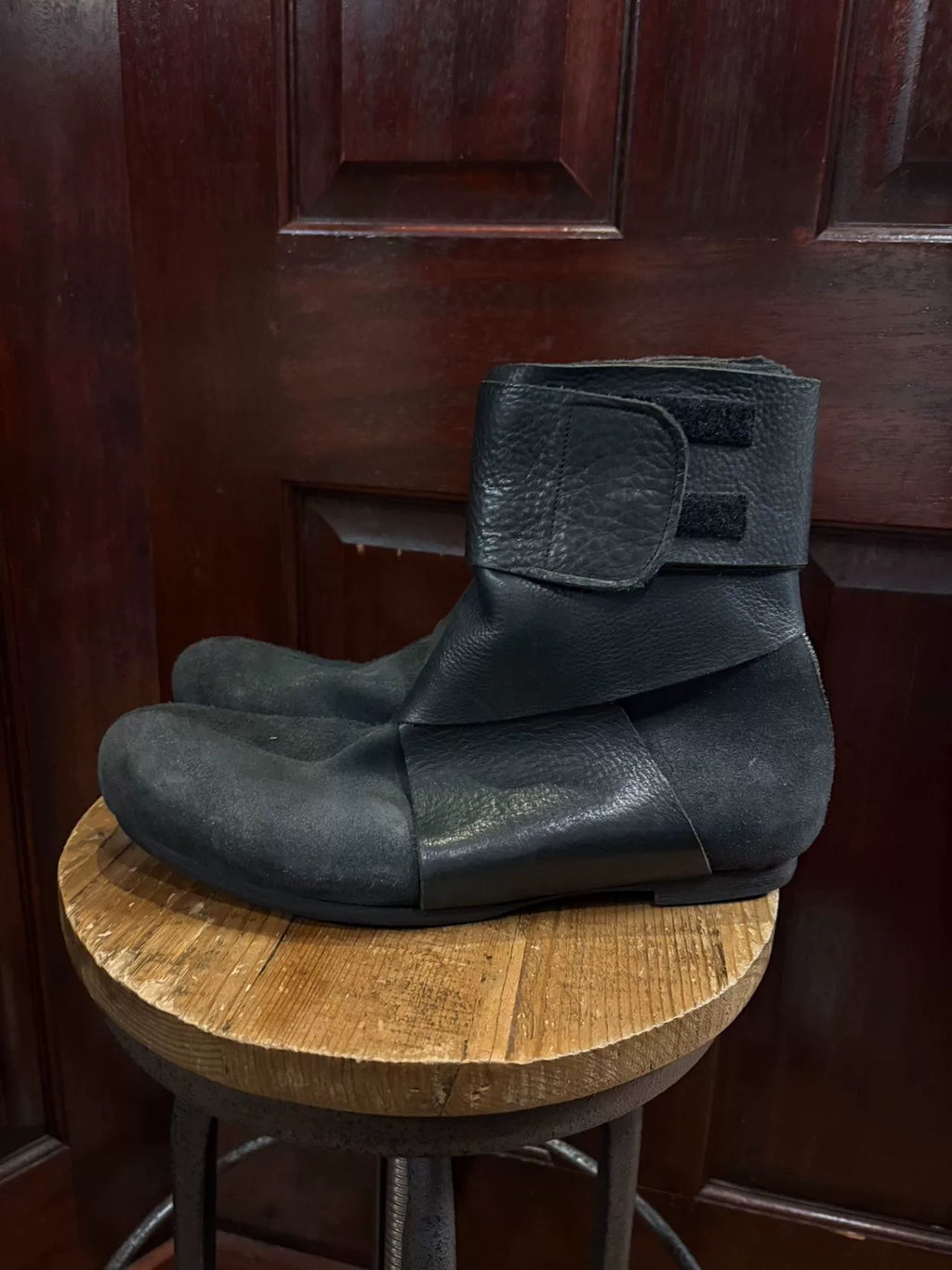 The Viridi-anne Black Suede Wrap Boots