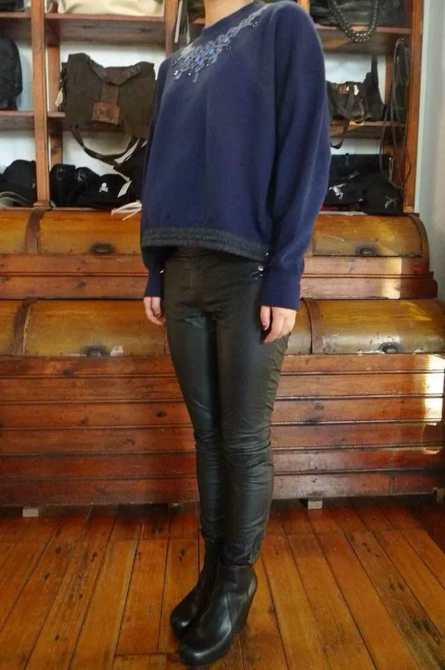sacai FW14 Luck Purple Embroidered Cotton Sweatshirt
