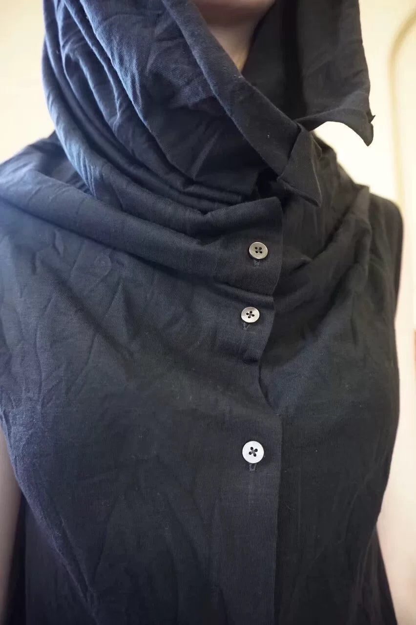 M.A+ SS17 Black Hooded Long Cotton Dress