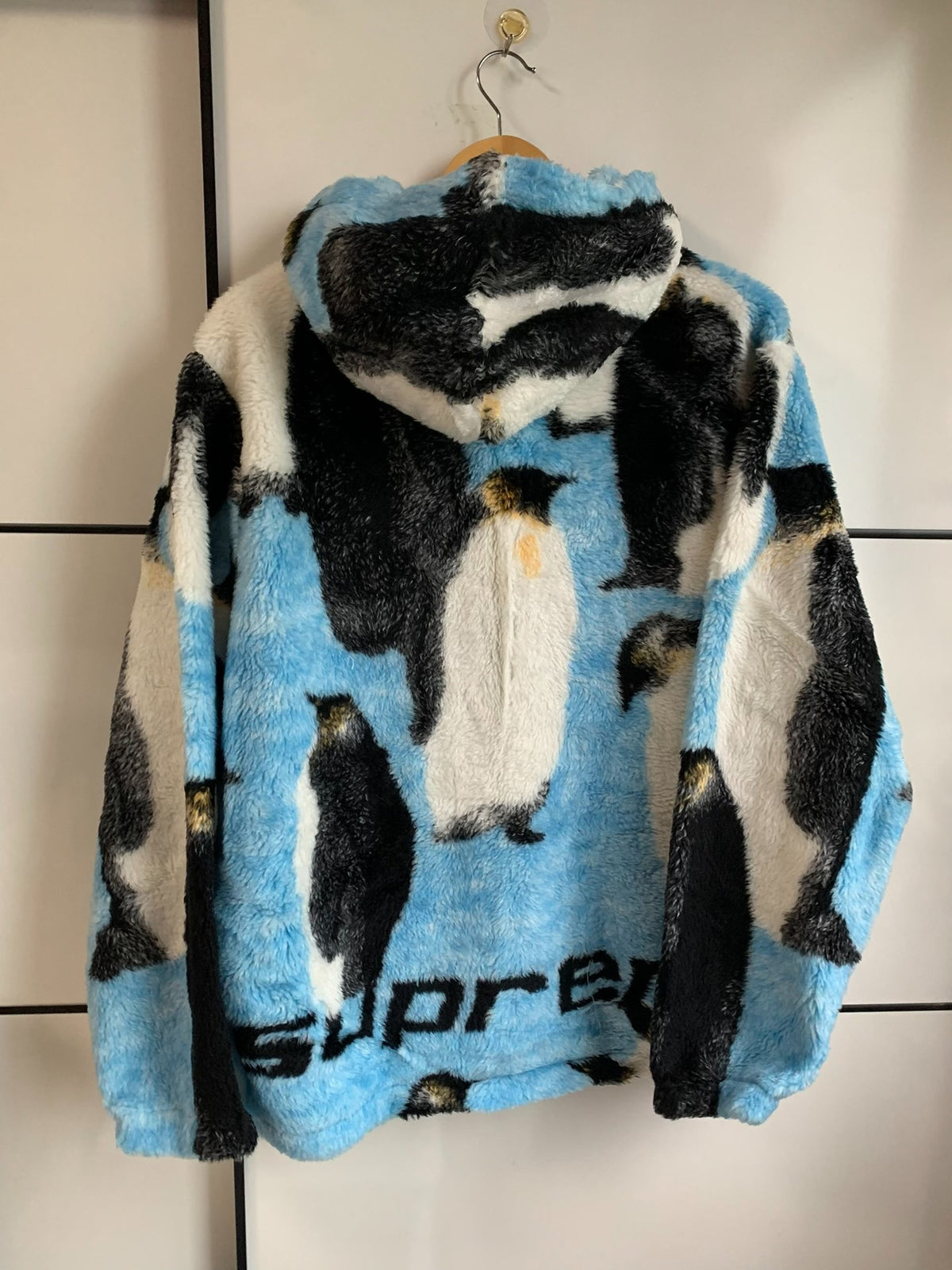 Supreme FW20 Blue Week3 Penguins Hooded Fleece Jacket