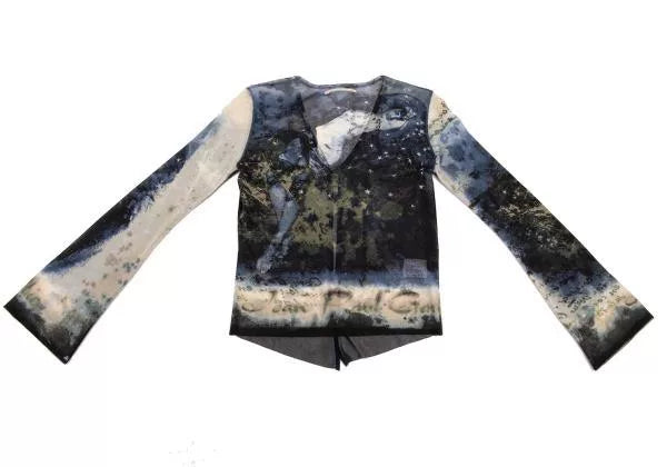 Jean Paul Gaultier Vintage Blue Moonlit Portrait Mesh Cardigan
