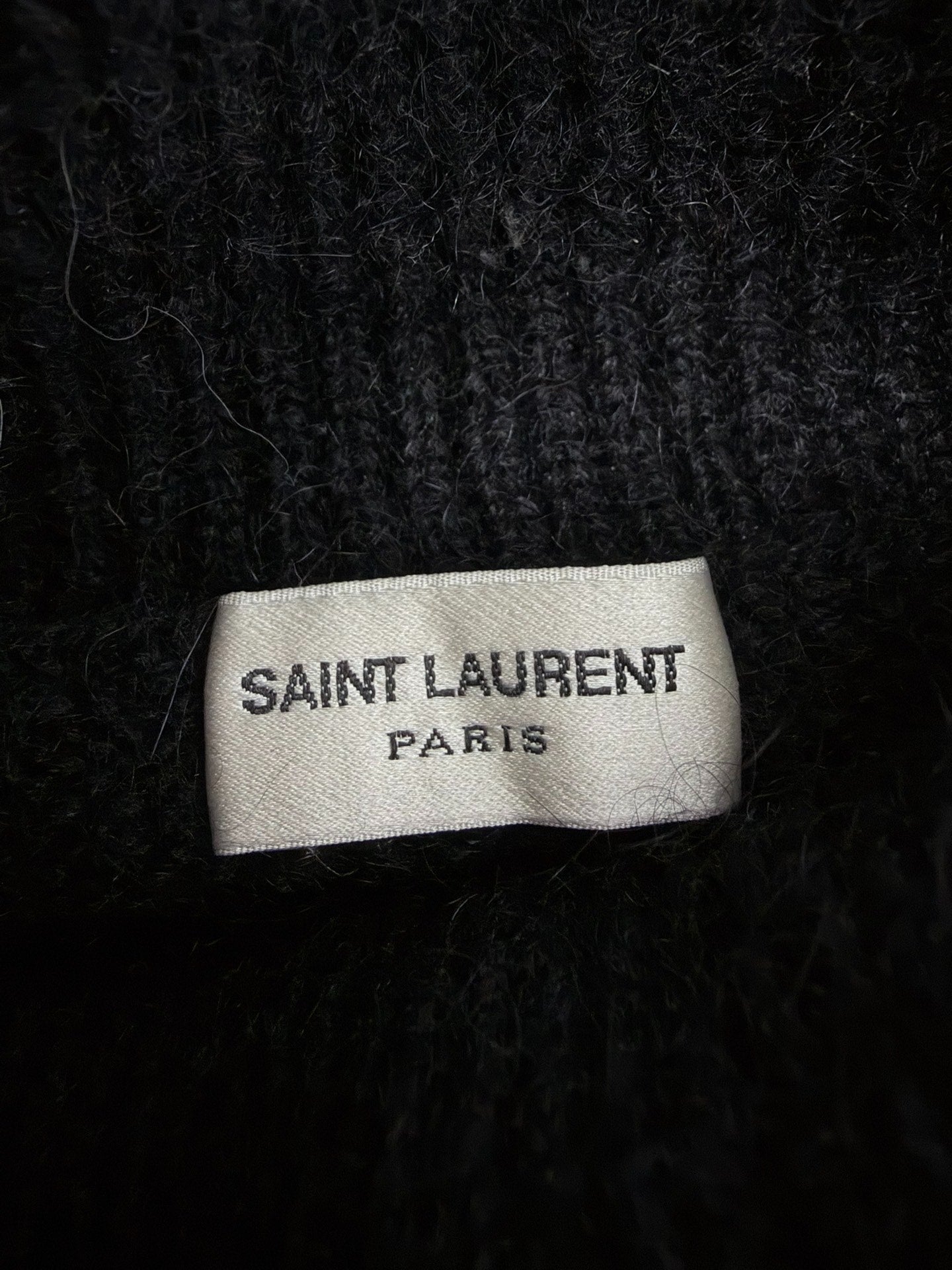Saint Laurent Slp16fw Black Turtleneck Rhinestone Mohair Fuzzy Sweater