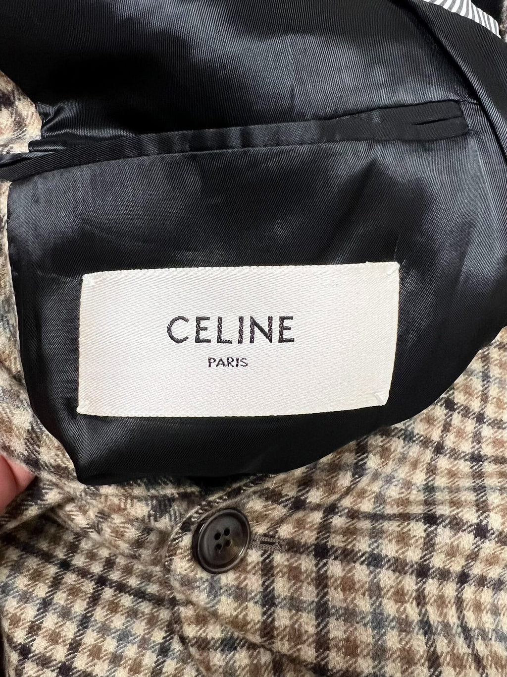 Celine AW22 Prince of Wales Check Goat Cashmere Wool Blazer