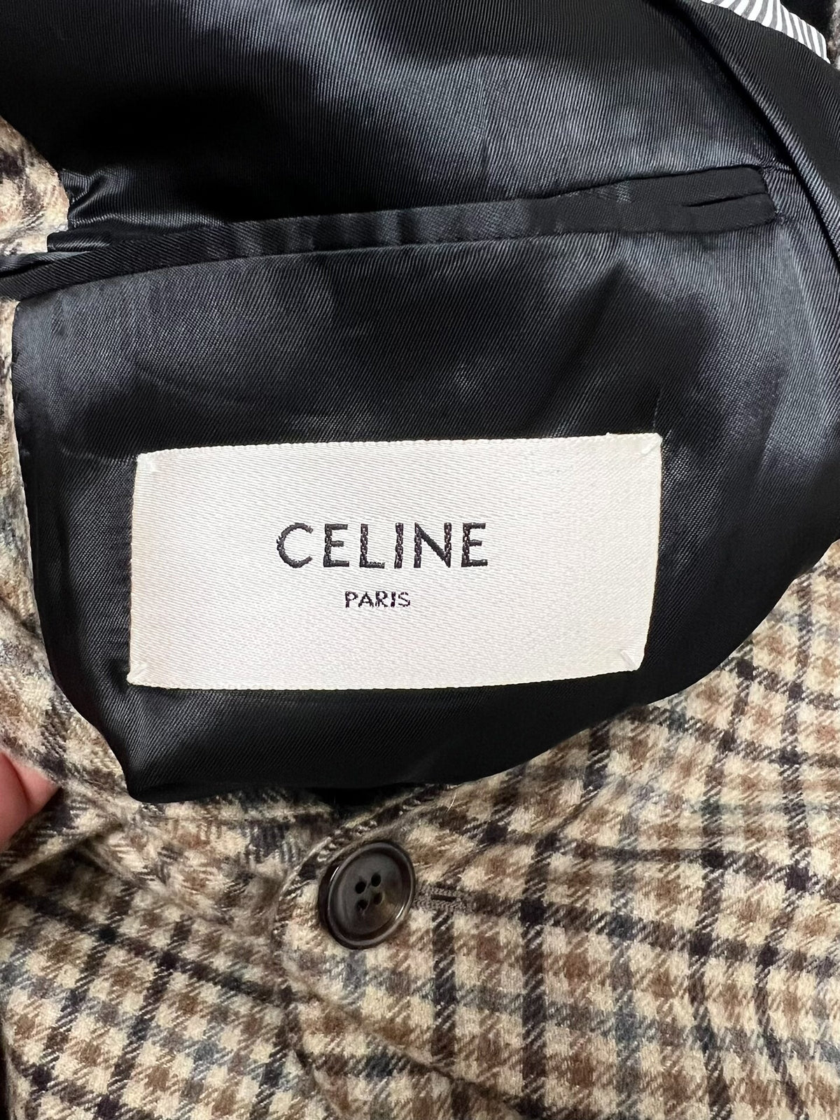 Celine AW22 Prince of Wales Check Goat Cashmere Wool Blazer