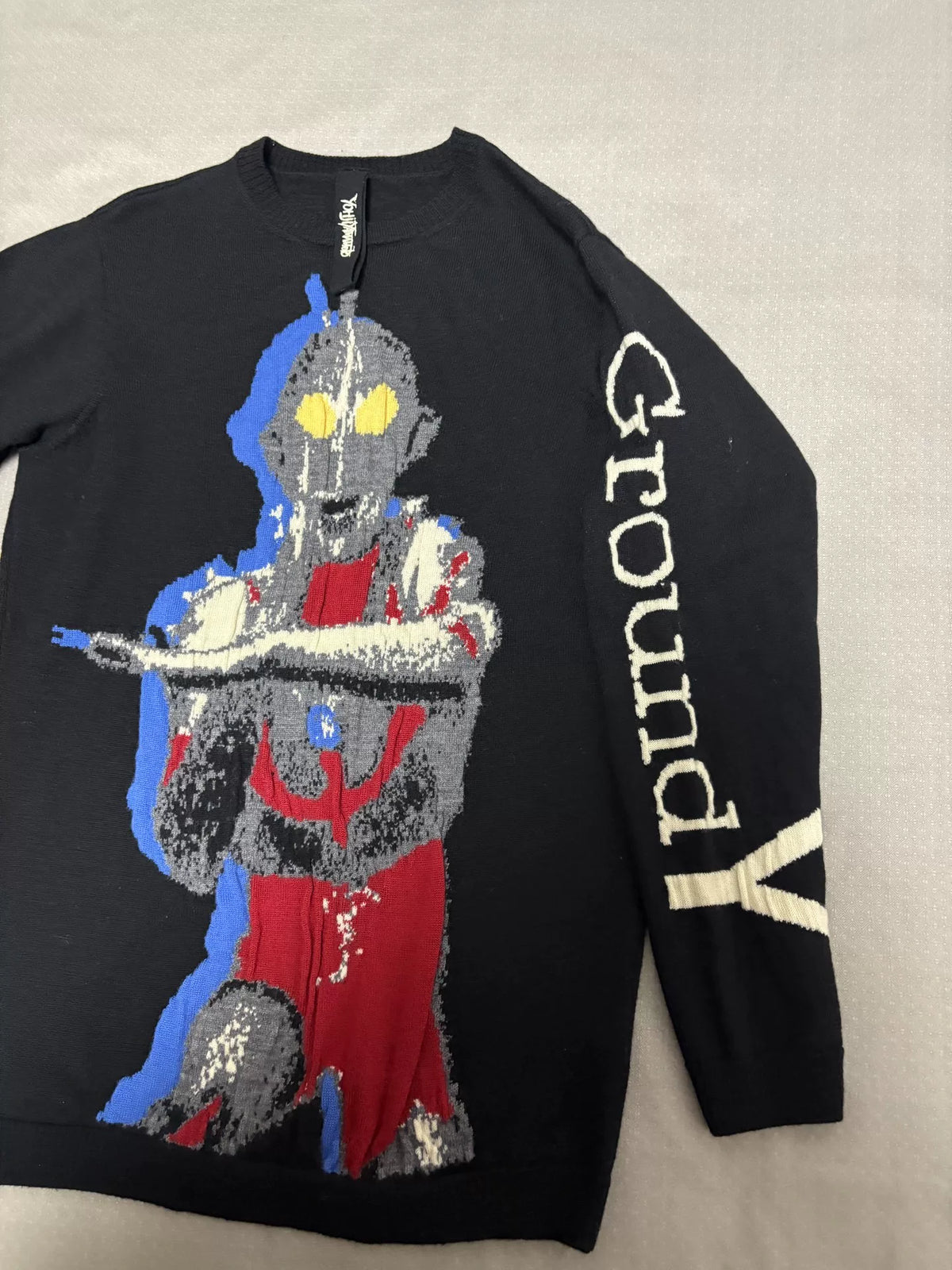 Yohji Yamamoto Groundy Knit Embroidered Pleated Sweater