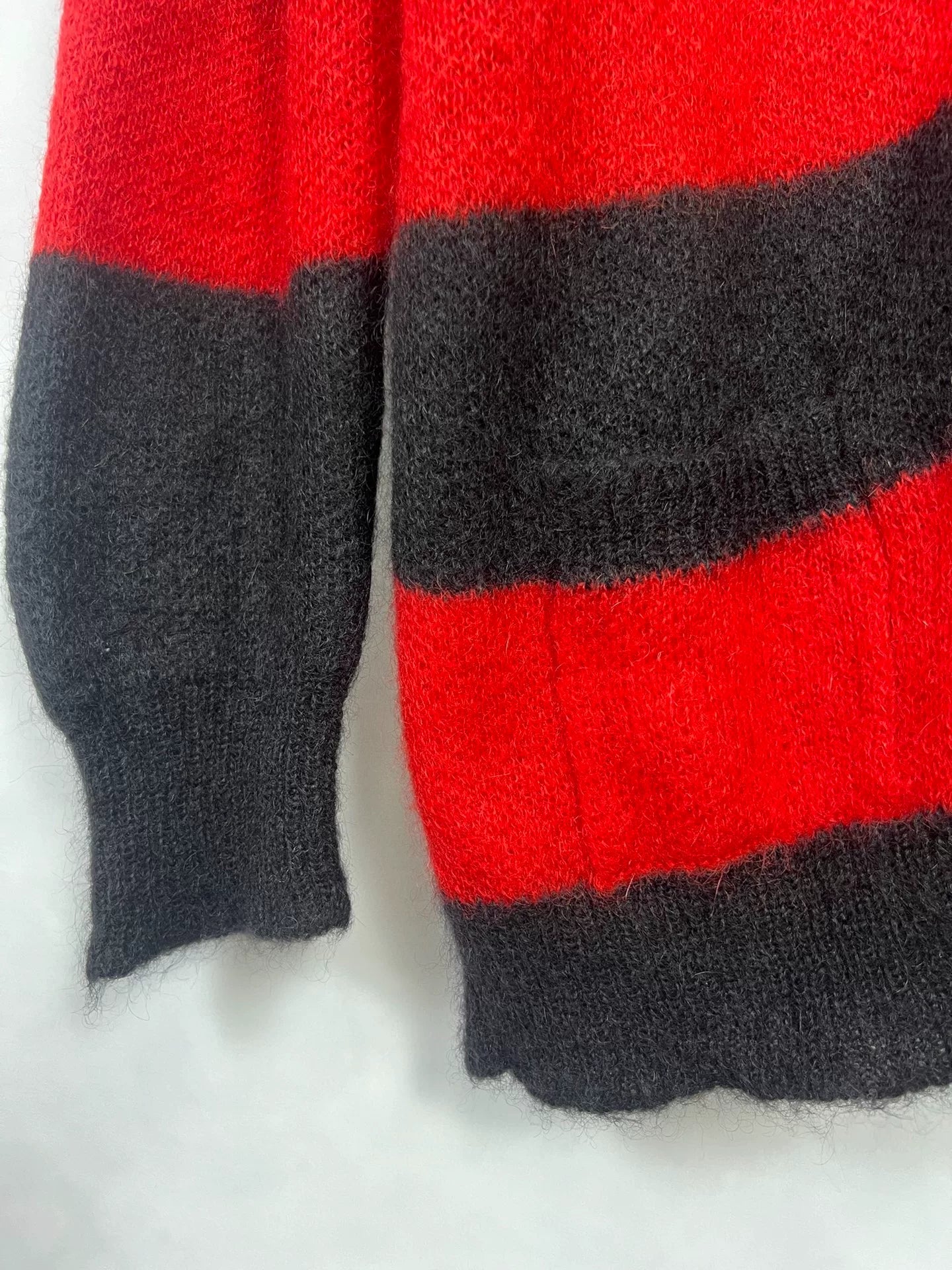 Saint Laurent Slp13fw Black Red Striped Wool Knit Sweater Cardigan