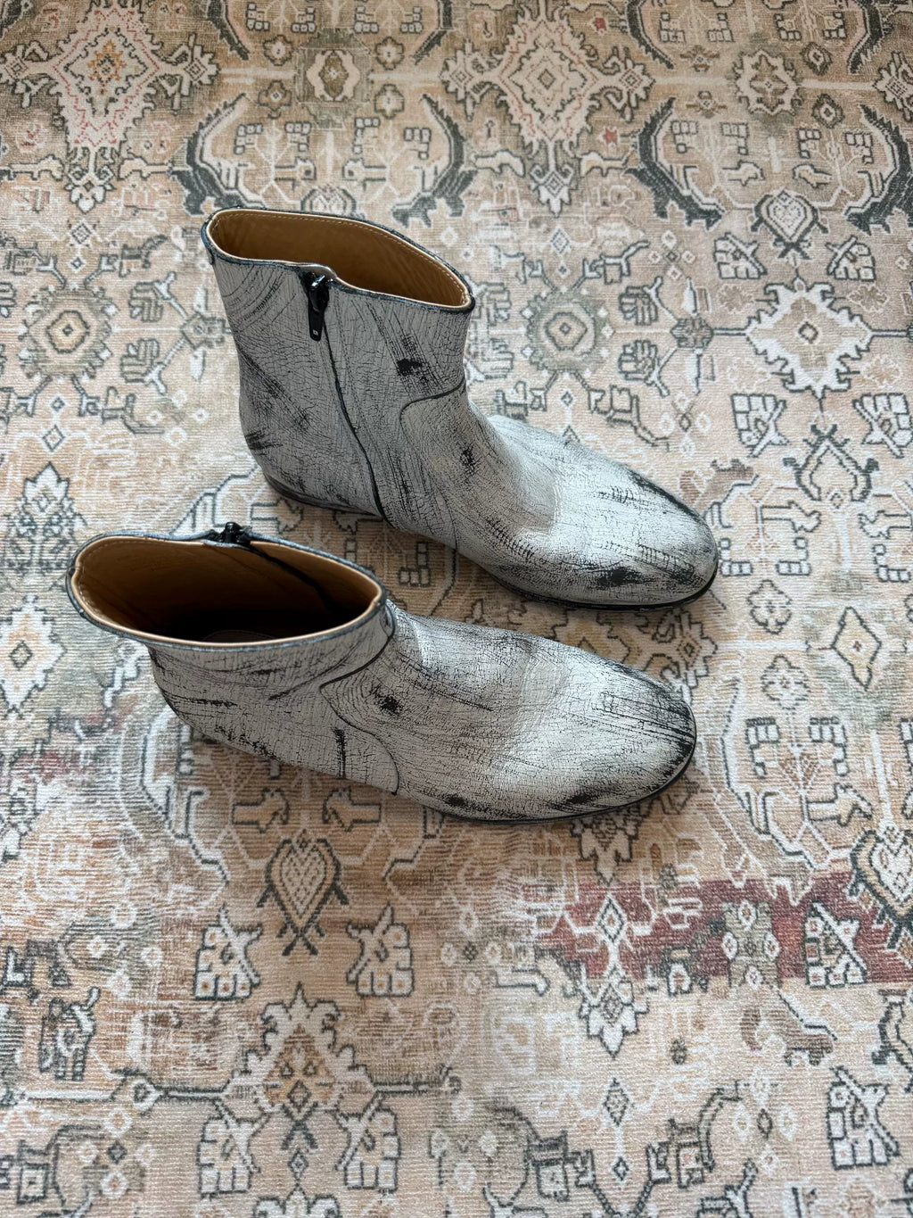 Maison Margiela White Painted Distressed Boots