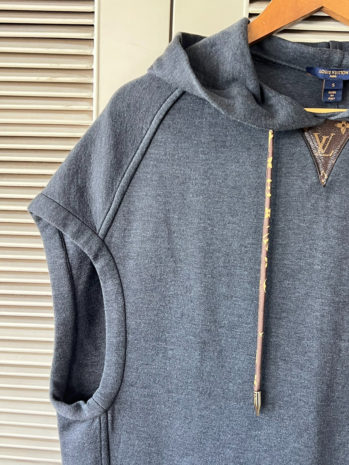 Louis Vuitton LV sleeveless hooded sweatshirt gray