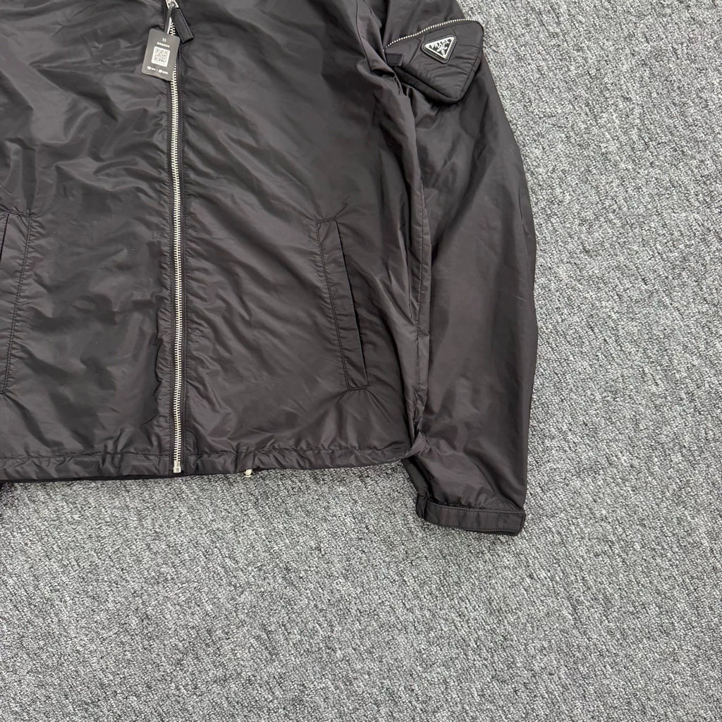 Prada recycled nylon pocket triangle logo hooded jacket