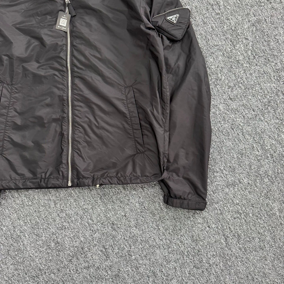 Prada recycled nylon pocket triangle logo hooded jacket