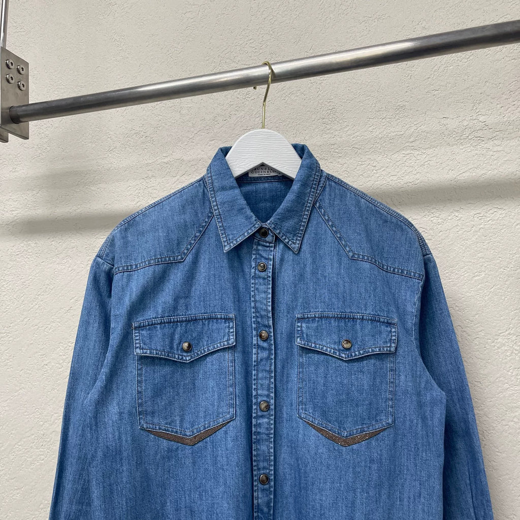 Brunello Cucinelli BC Beaded Denim Shirt