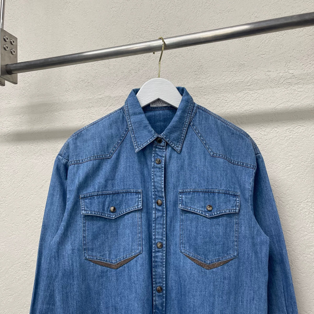 Brunello Cucinelli BC Beaded Denim Shirt