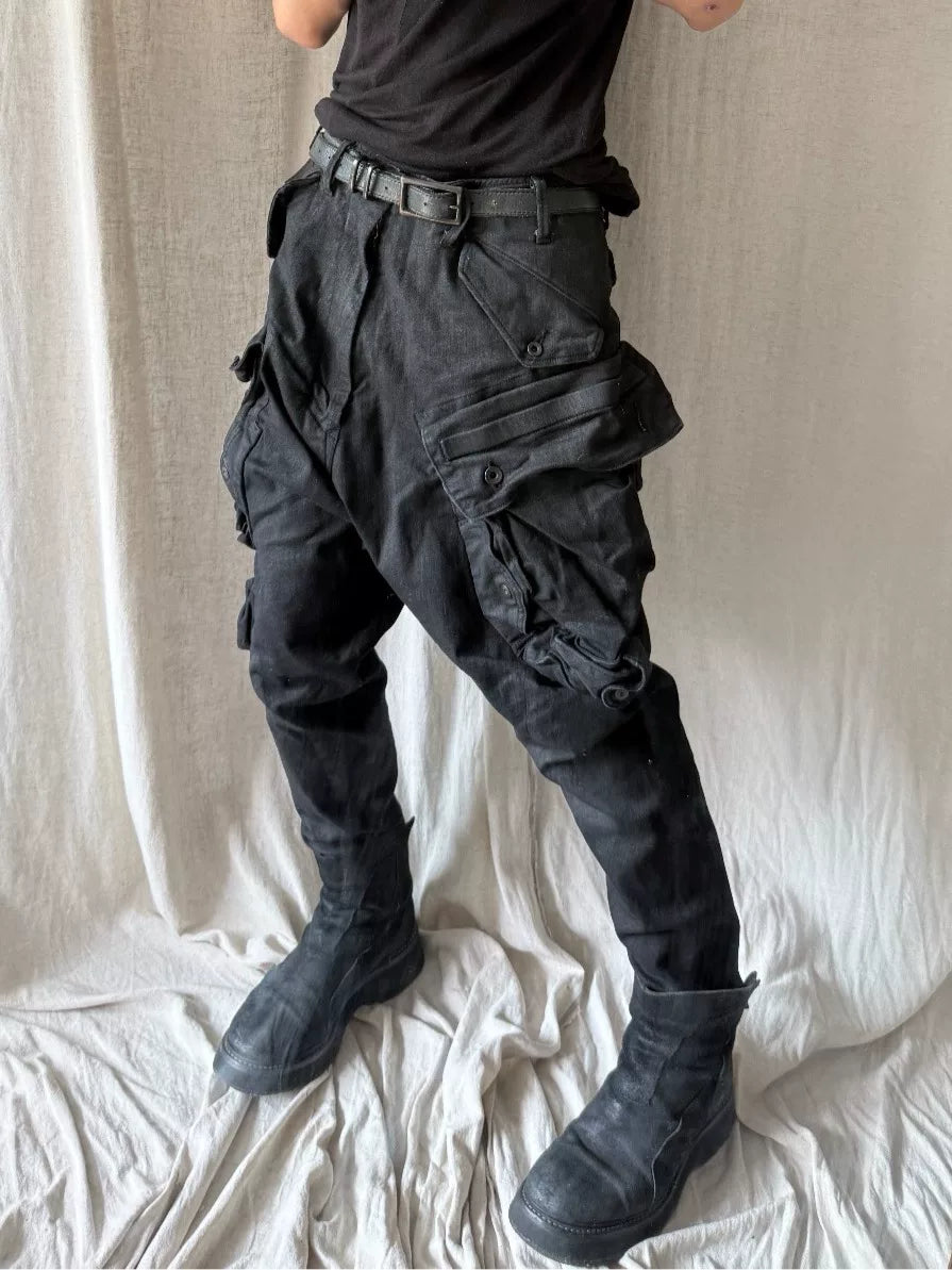 Julius FW20 Black Gas Mask Wax Coated Denim Pants