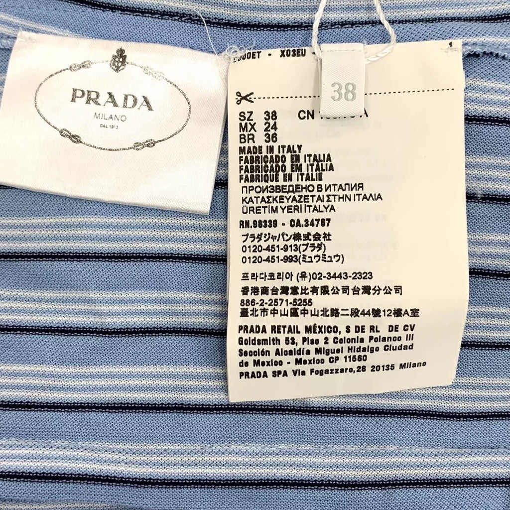 Prada Blue Vertical Stripe Collared Single-Breast Cotton Long-Sleeve Shirt