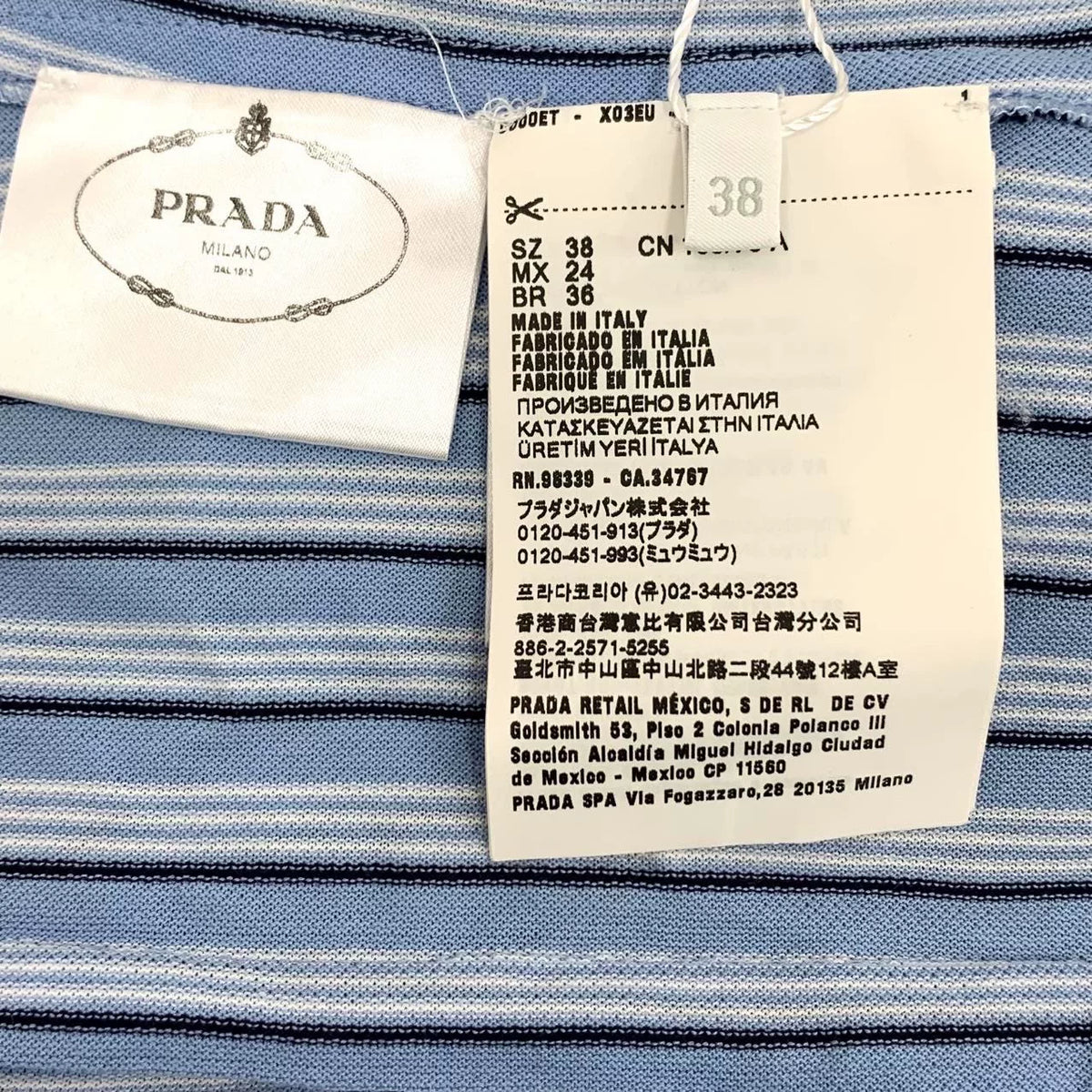 Prada Blue Vertical Stripe Collared Single-Breast Cotton Long-Sleeve Shirt