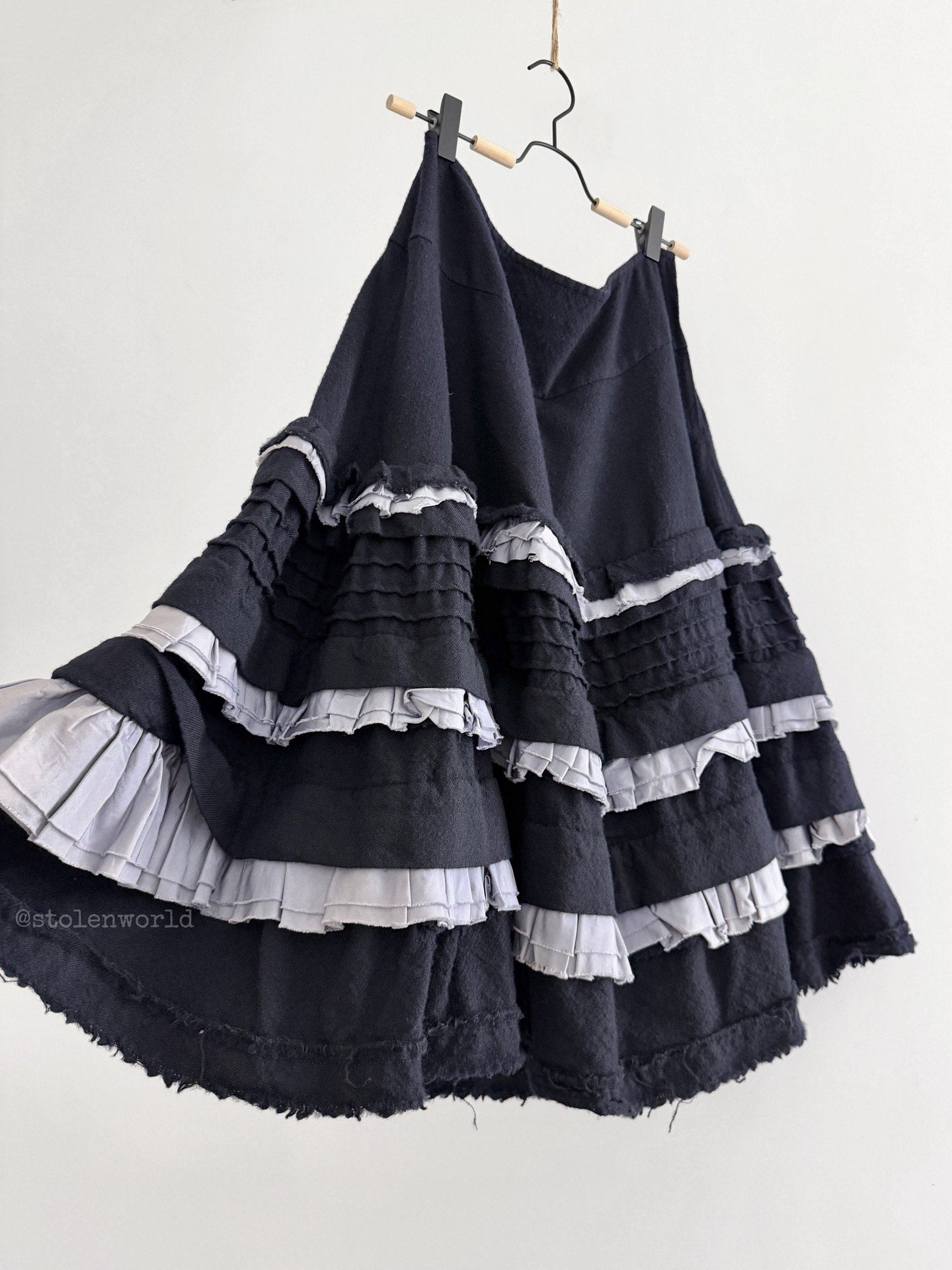 Comme Des Garcons Ruffled Tiered Navy Skirt - Devines
