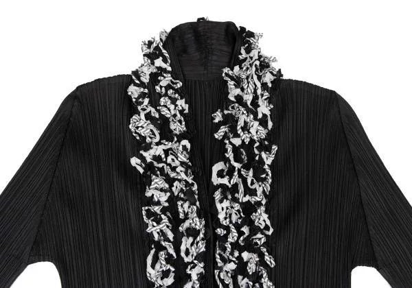 Issey Miyake Vintage Black Raw-Edge Pleated Top