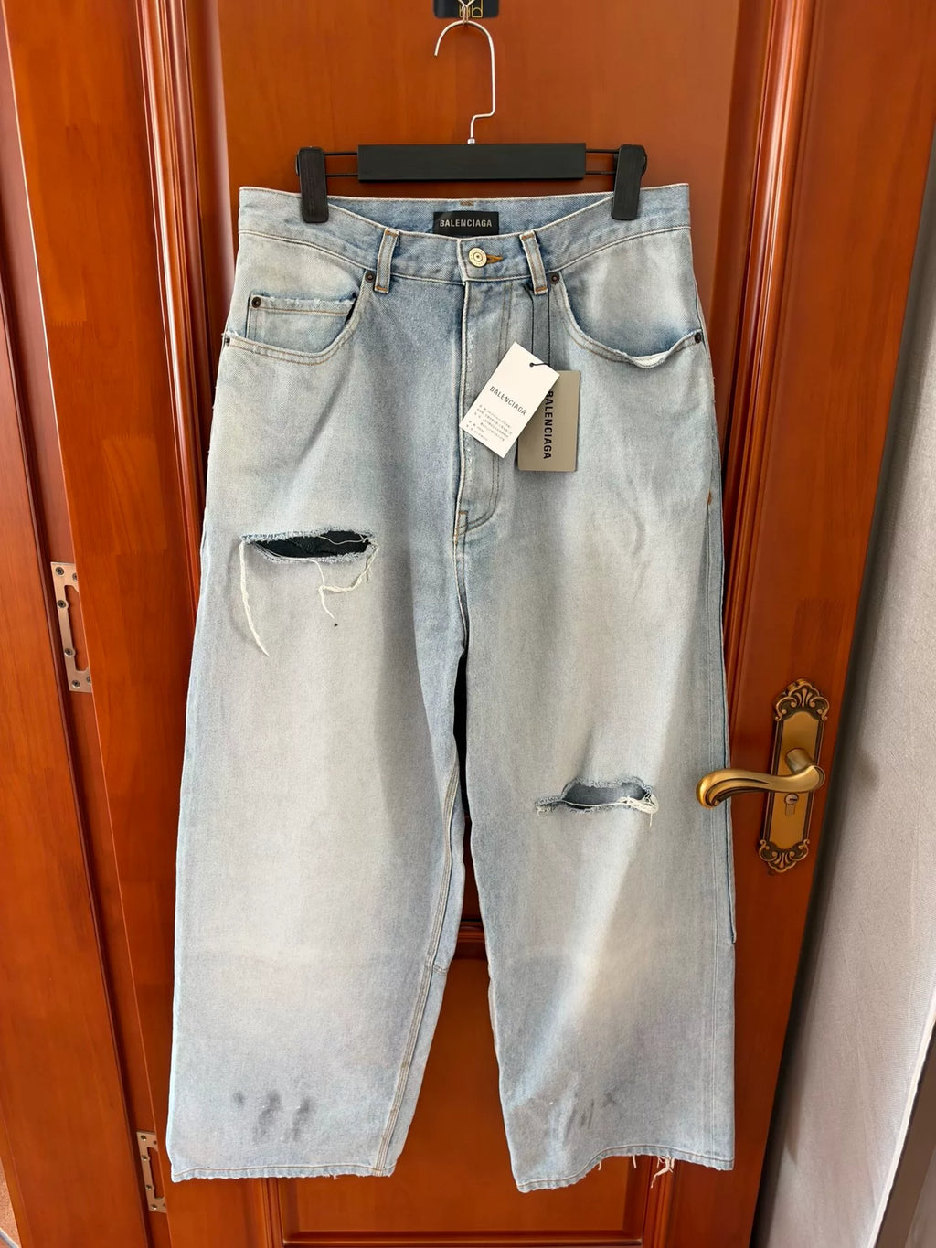 Balenciaga SS26 Cut Distressed Dirty Denim Jeans