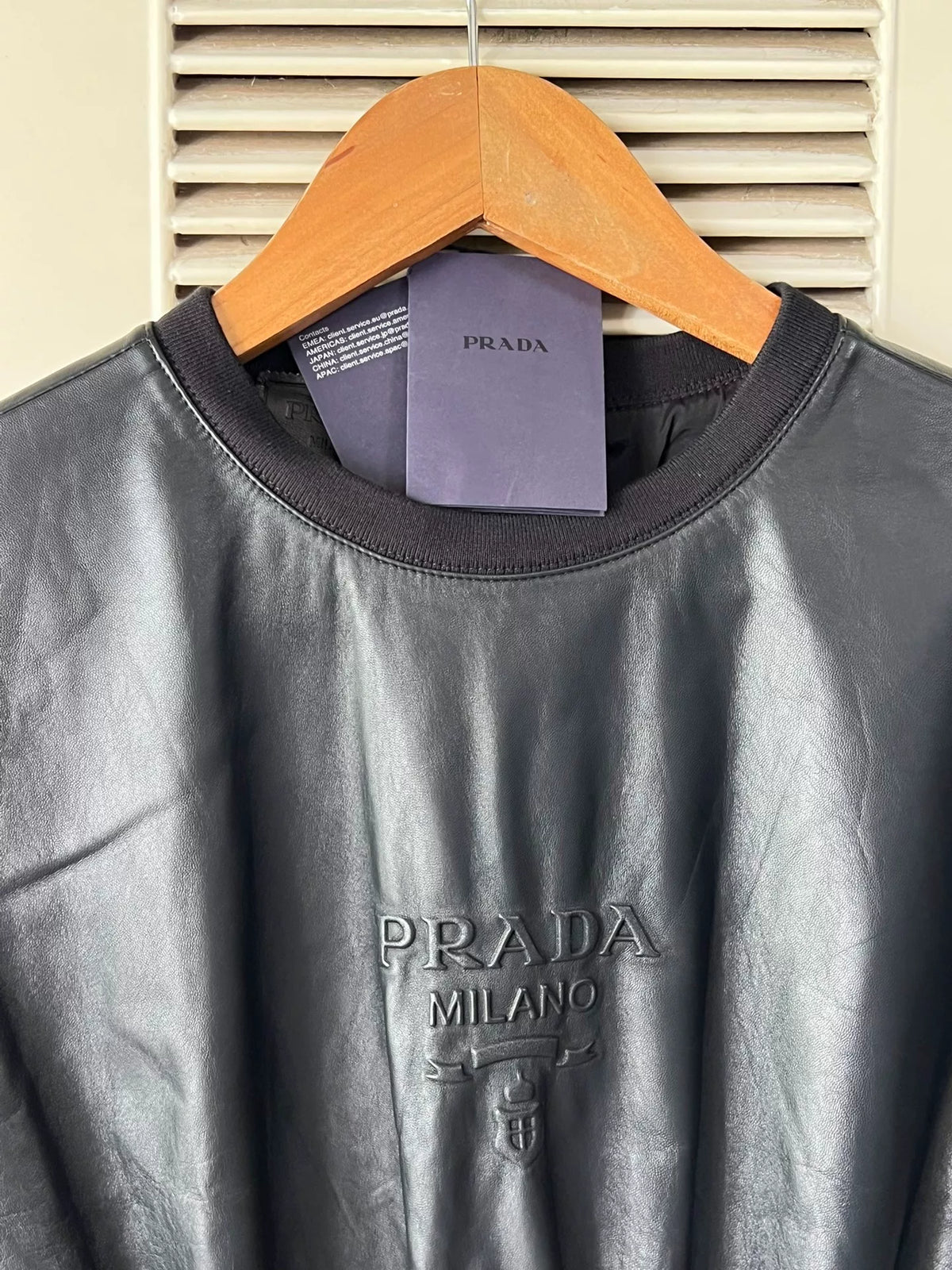 Prada Black Lambskin Logo Drawstring Sheepskin Dress