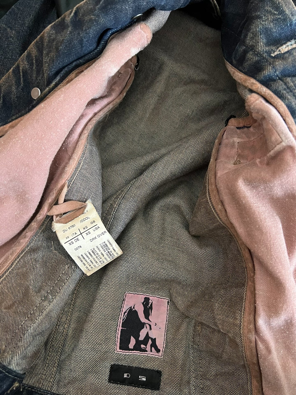 Rick Owens leather-sleeve denim jacket