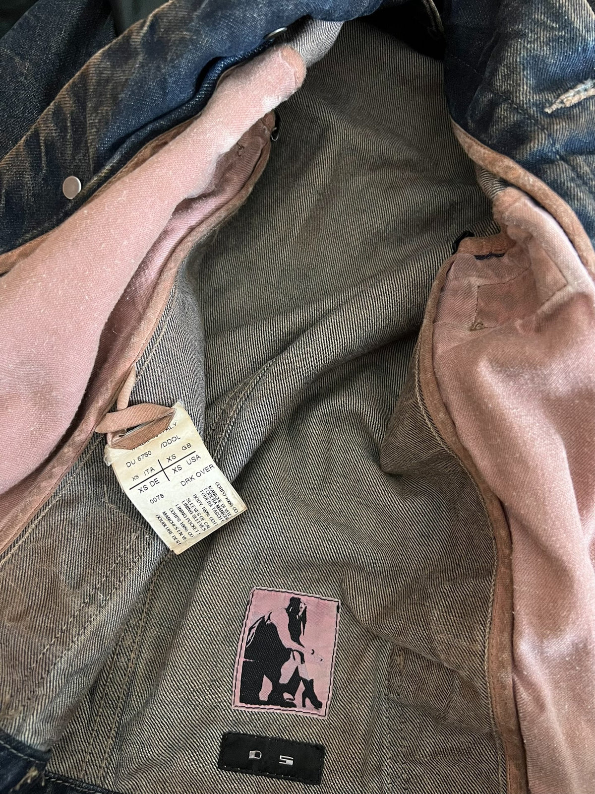 Rick Owens leather-sleeve denim jacket